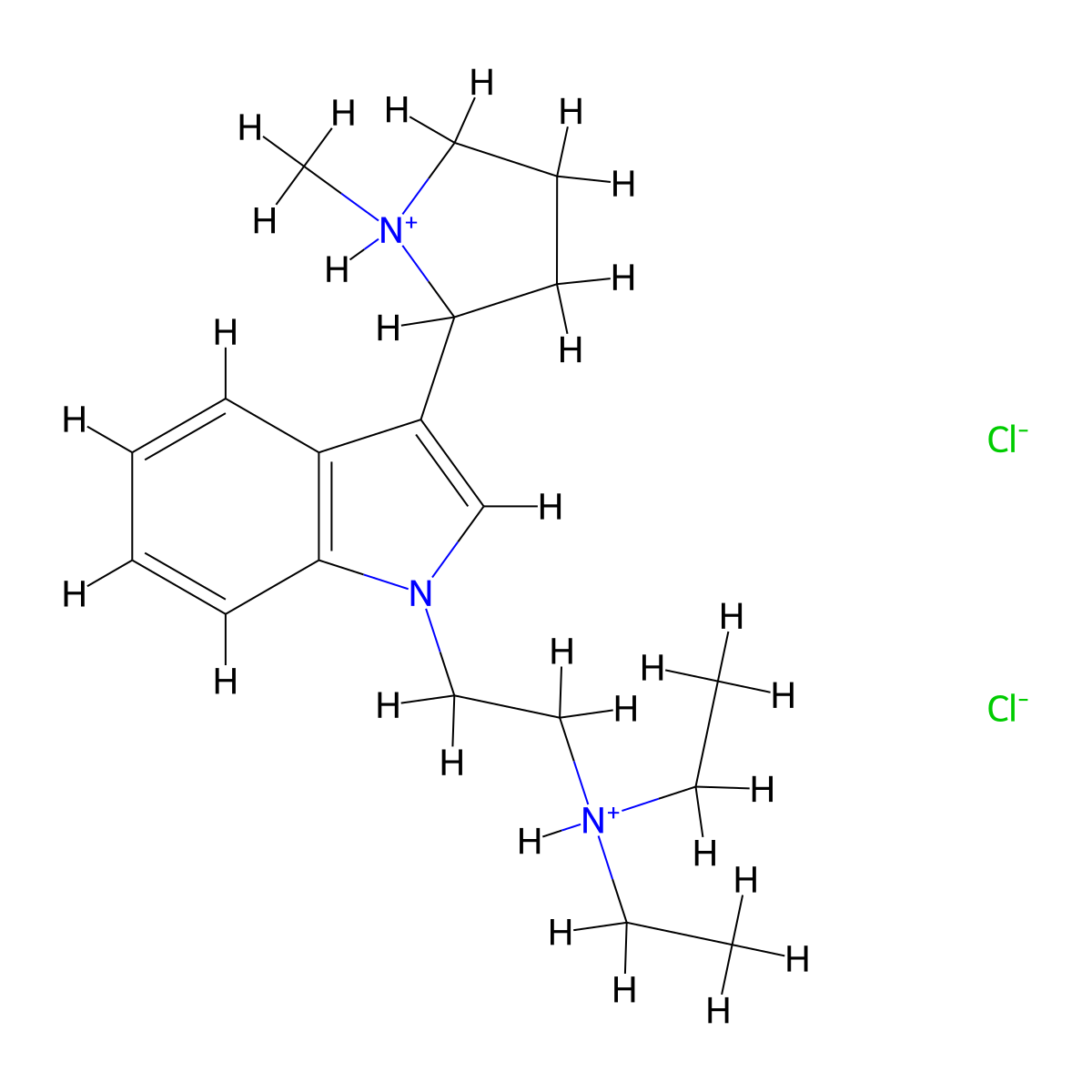 Indole, 1-(2-diethylaminoethyl)-3-(1-methyl-2-pyrrolidinyl)-, dihydrochloride molecular structure, CAS 4802-61-3