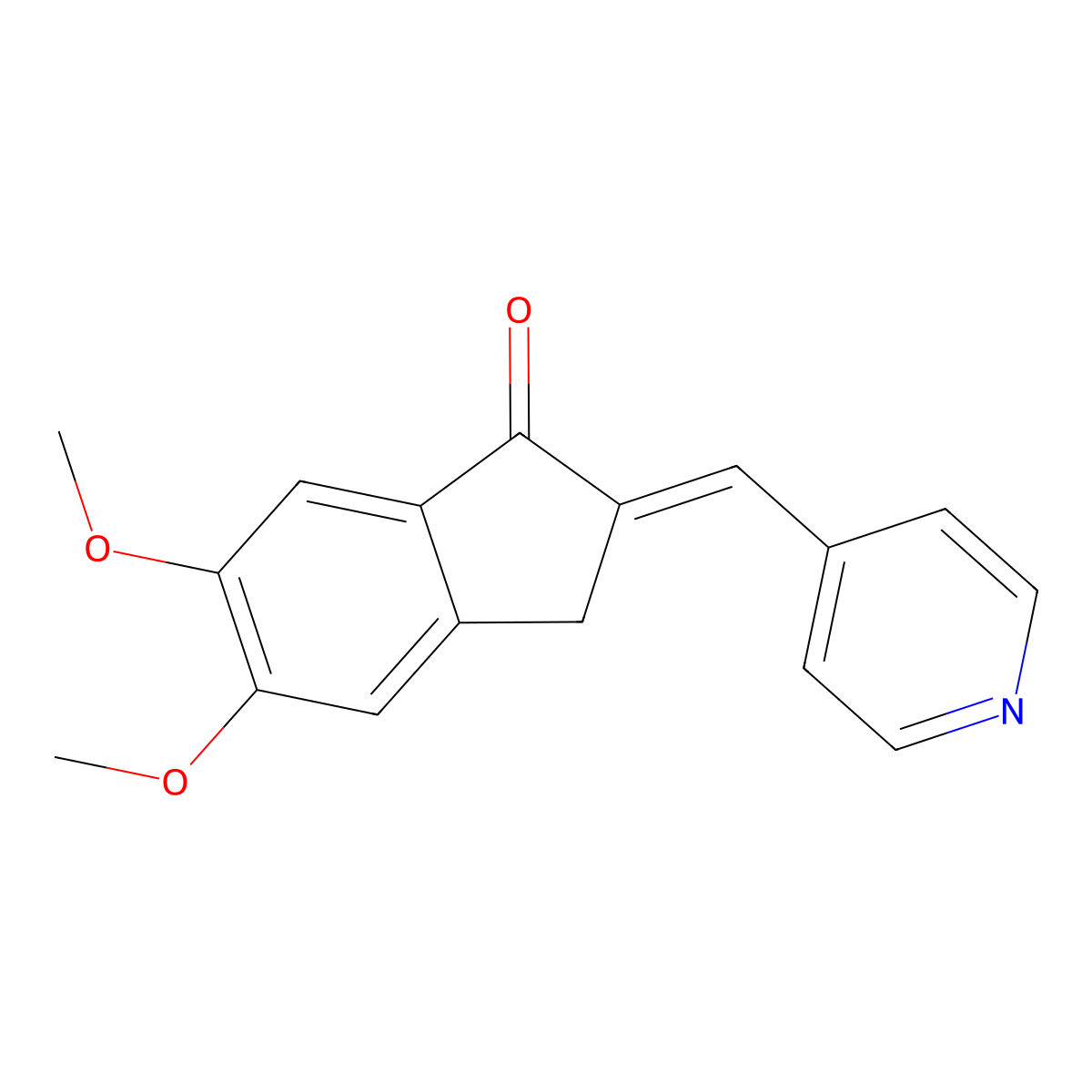 2,3-Dihydro-5,6-dimethoxy-2-(4-pyridinylmethylene)-1H-inden-1-one molecular structure, CAS 4803-74-1