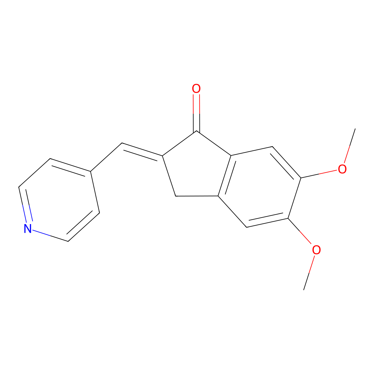 2,3-Dihydro-5,6-dimethoxy-2-(4-pyridinylmethylene)-1H-inden-1-one molecular structure, CAS 4803-74-1