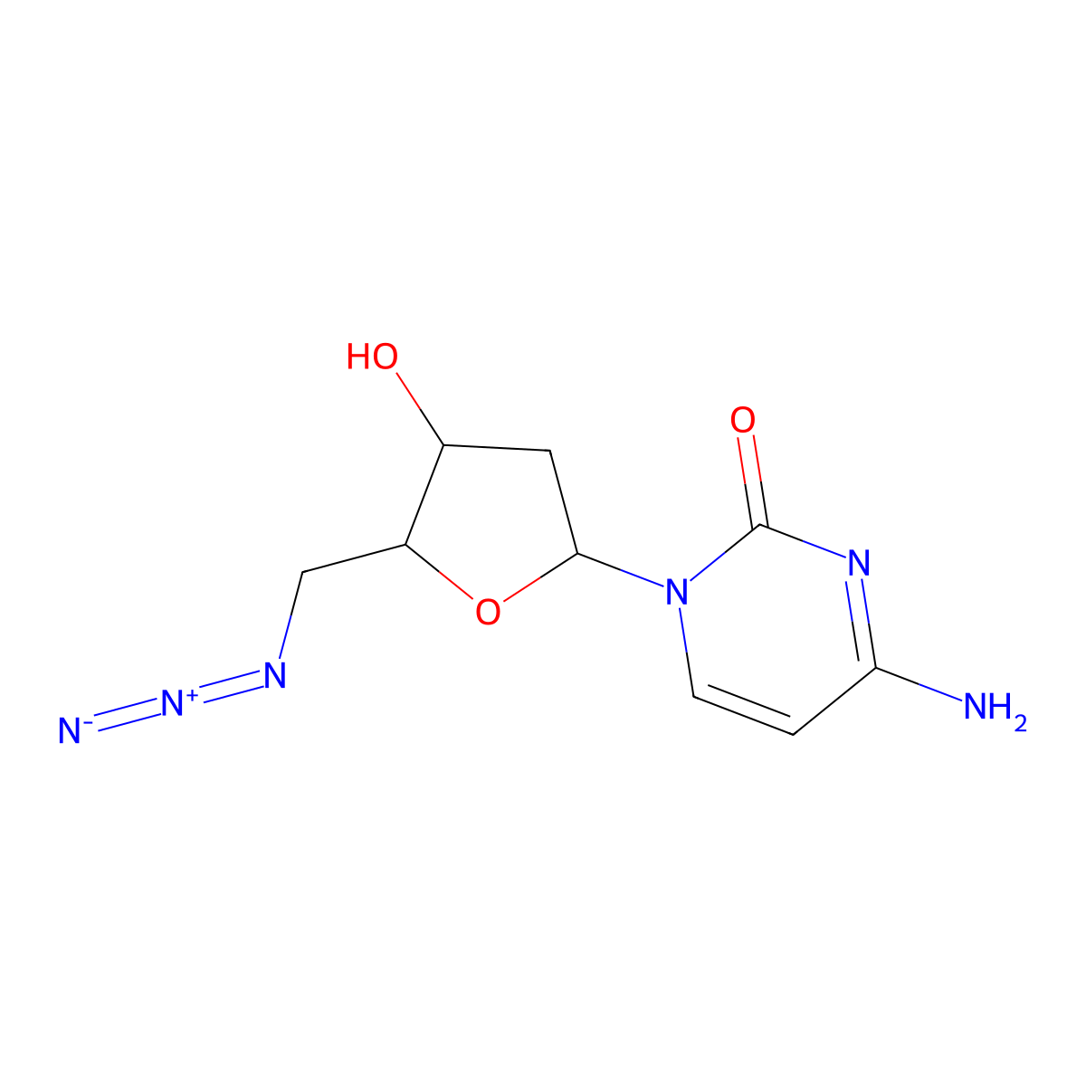 5'-Azido-2',5'-dideoxycytidine molecular structure, CAS 4803-88-7