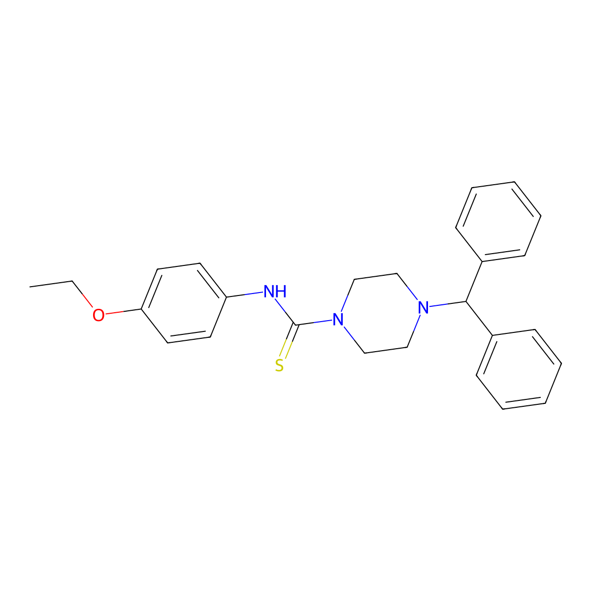 4-benzhydryl-N-(4-ethoxyphenyl)piperazine-1-carbothioamide molecular structure, CAS 480397-55-5
