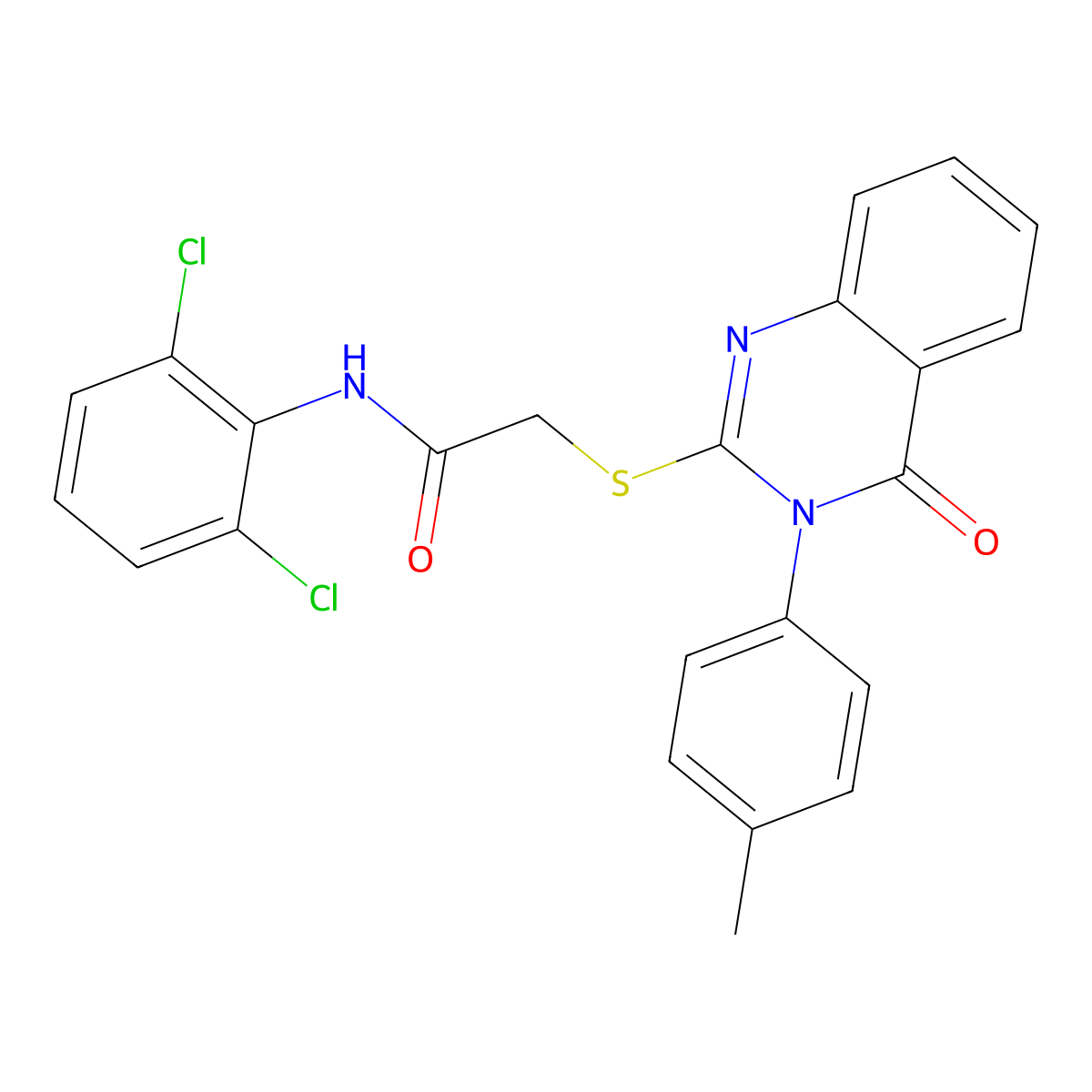 N-(2,6-dichlorophenyl)-2-{[3-(4-methylphenyl)-4-oxo-3,4-dihydroquinazolin-2-yl]sulfanyl}acetamide molecular structure, CAS 480402-11-7