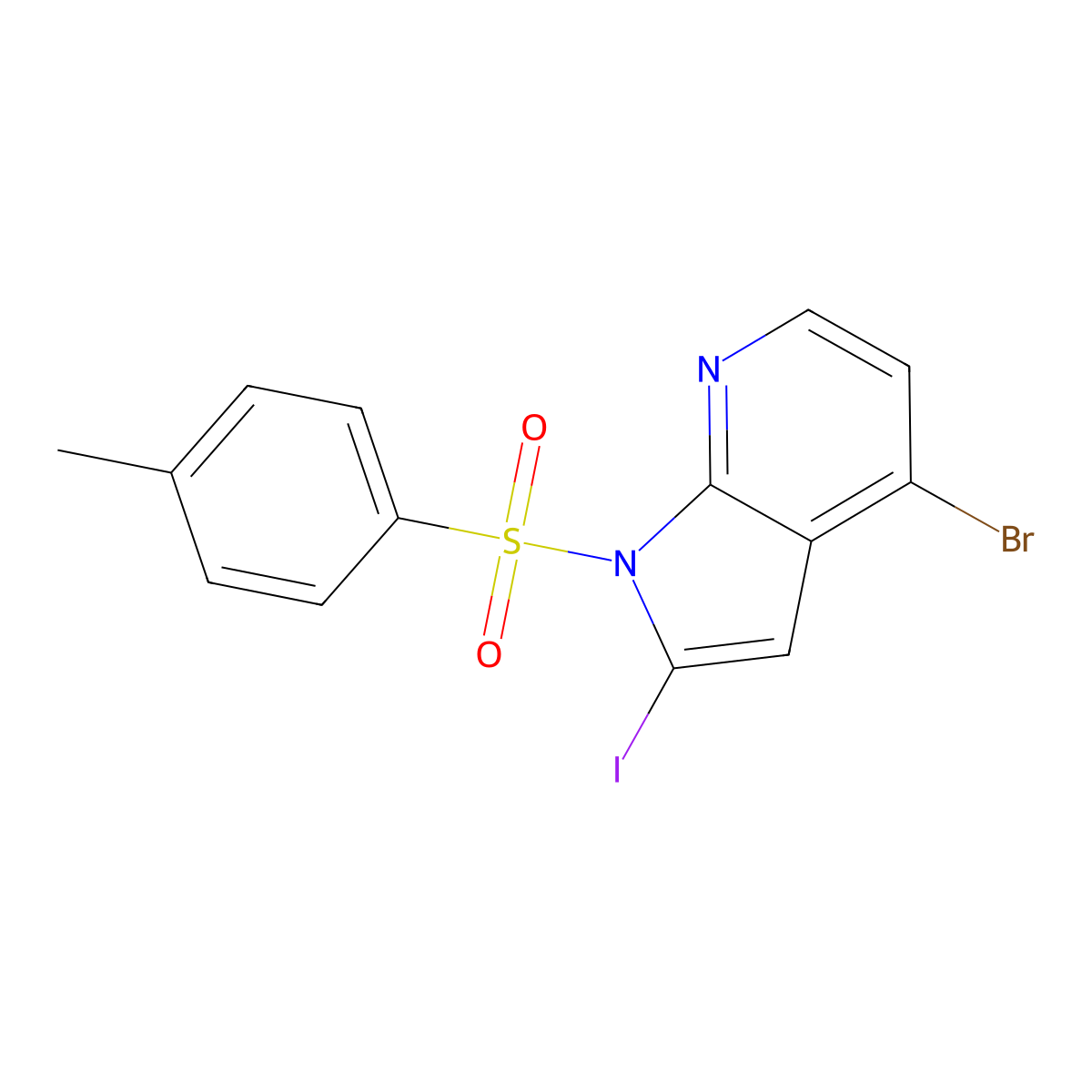4-Bromo-2-iodo-1-tosyl-1H-pyrrolo[2,3-b]pyridine molecular structure, CAS 480423-17-4