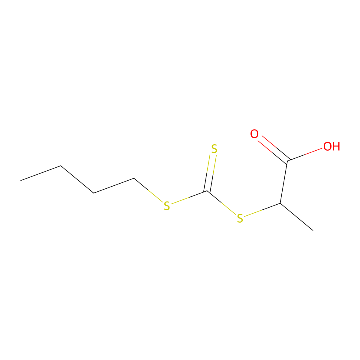 2-((Butylsulfanyl)carbonothioyl)sulfanyl)propanoic acid molecular structure, CAS 480436-46-2