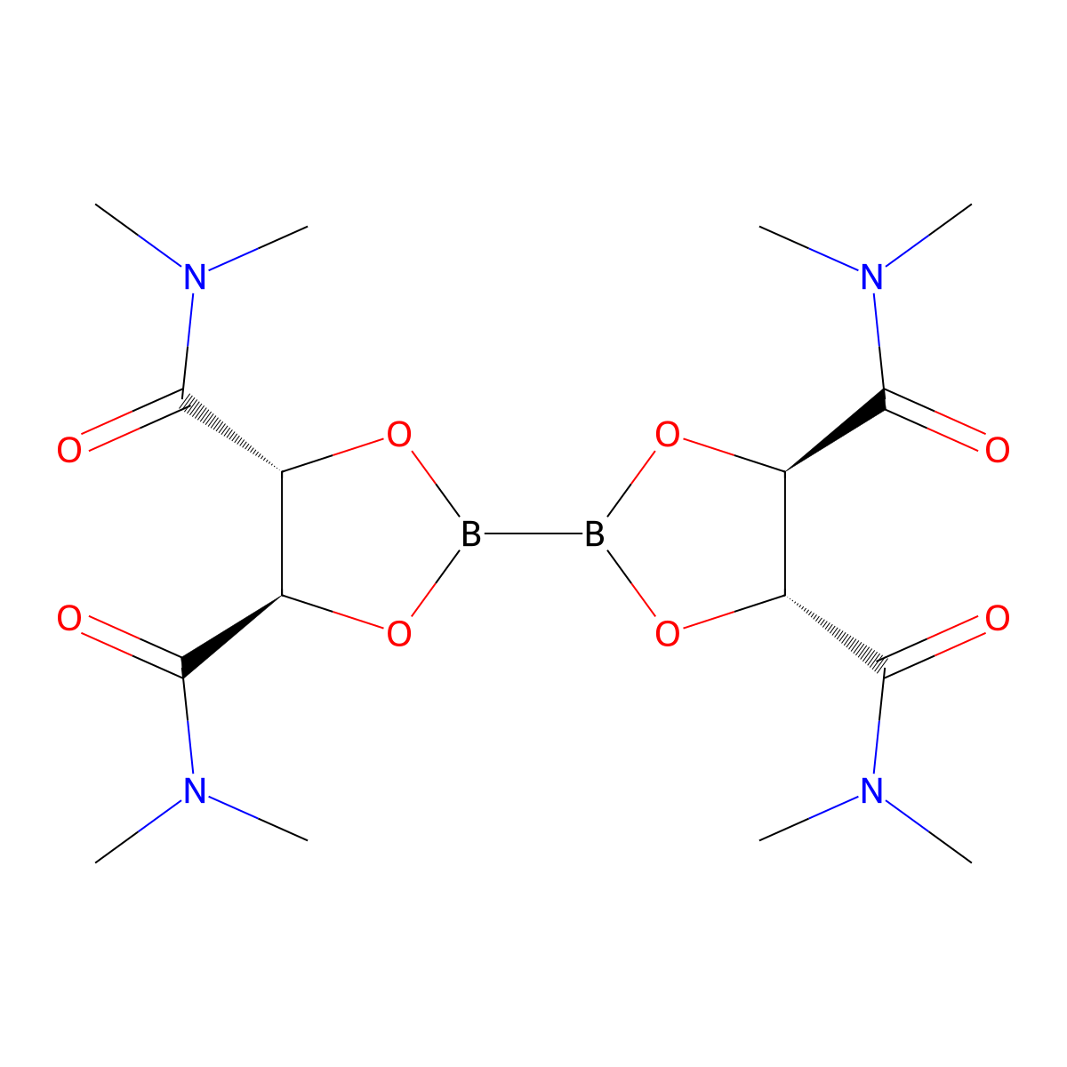 Bis(n,n,n'n'-tetramethyl-l-tartramideglycolato)diboron molecular structure, CAS 480438-22-0