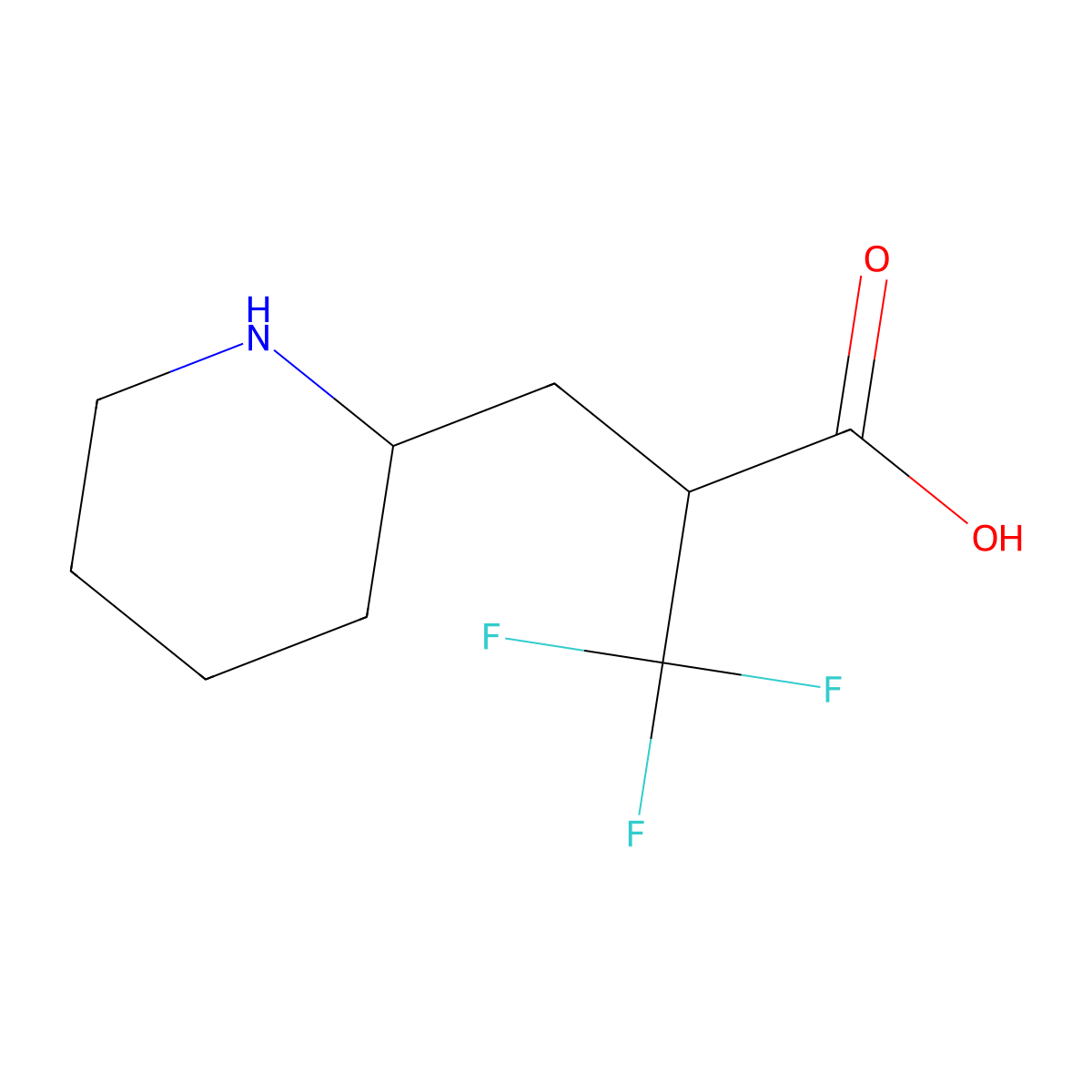 3,3,3-Trifluoro-2-(piperidin-2-ylmethyl)propanoic acid molecular structure, CAS 480438-80-0