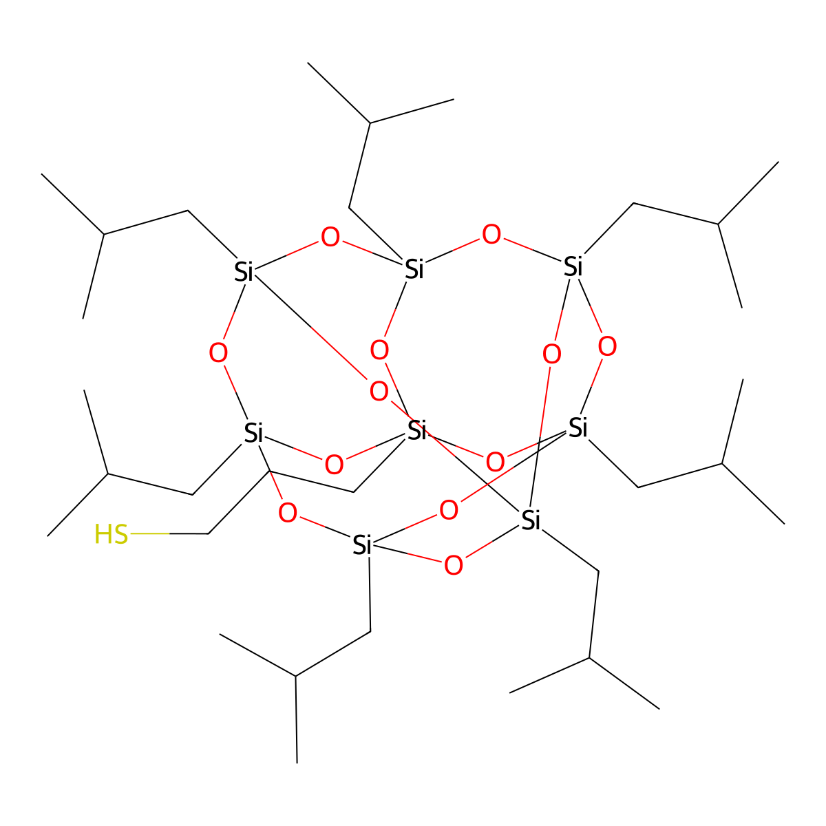 Pss-(3-mercapto)propyl-heptaisobutyl SU& molecular structure, CAS 480438-85-5