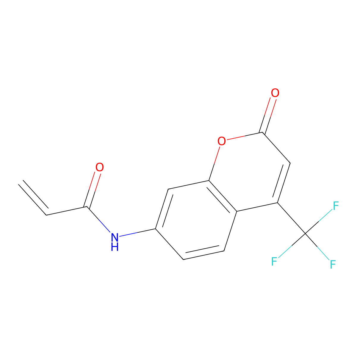 N-[2-Oxo-4-(trifluoromethyl)-2H-1-benzopyran-7-yl]-2-propenamide molecular structure, CAS 480438-94-6