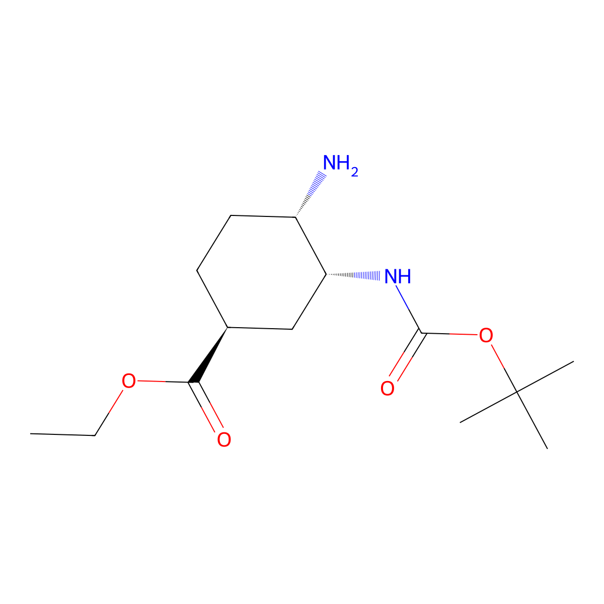 ethyl (1S,3R,4S)-4-amino-3-(((tert-butoxy)carbonyl)amino)cyclohexane-1-carboxylate molecular structure, CAS 480449-84-1