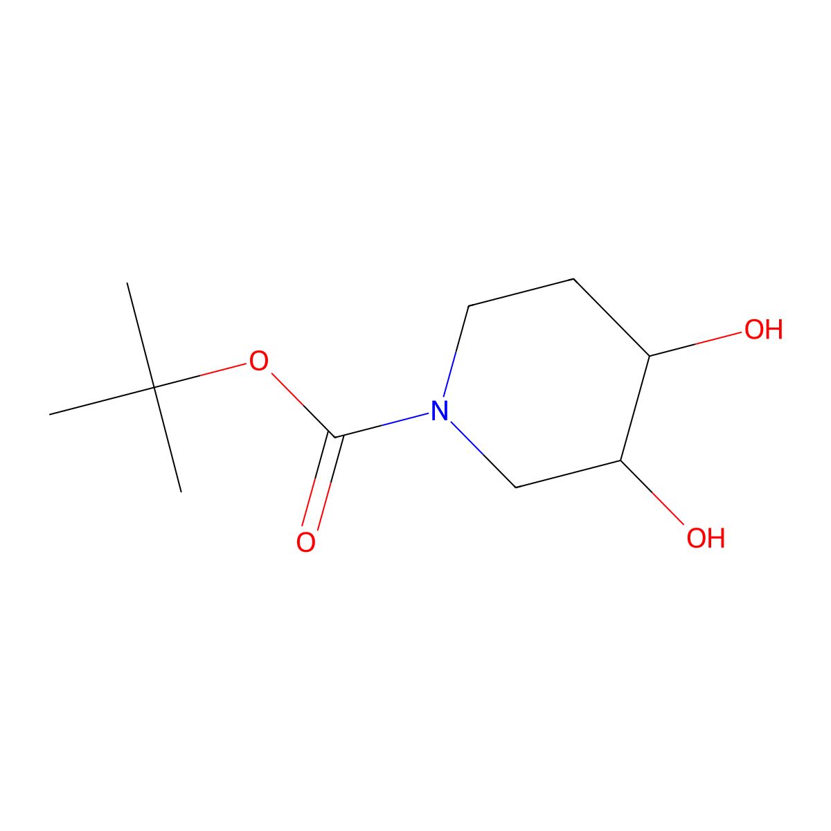 Tert-butyl cis-3,4-dihydroxypiperidine-1-carboxylate molecular structure, CAS 480450-33-7