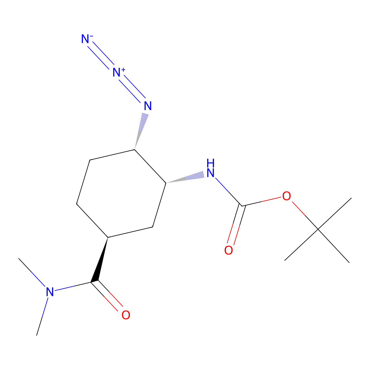 1,1-Dimethylethyl N-((1R,2S,5S)-2-azido-5-((dimethylamino)carbonyl)cyclohexyl)carbamate molecular structure, CAS 480450-69-9
