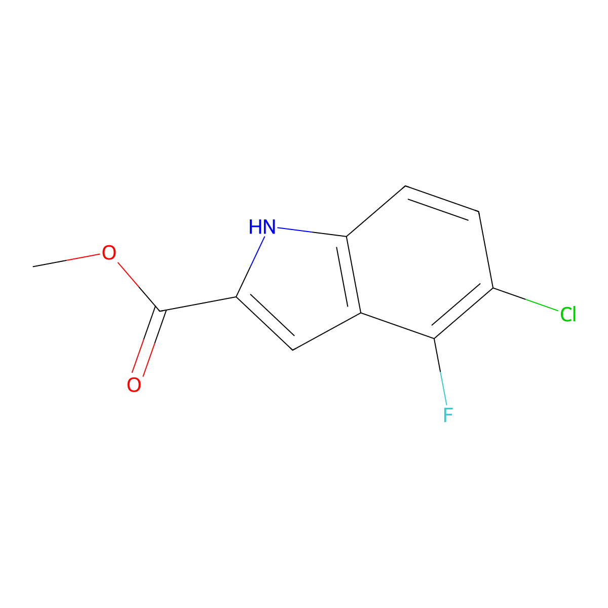 Methyl 5-chloro-4-fluoro-1H-indole-2-carboxylate molecular structure, CAS 480450-89-3