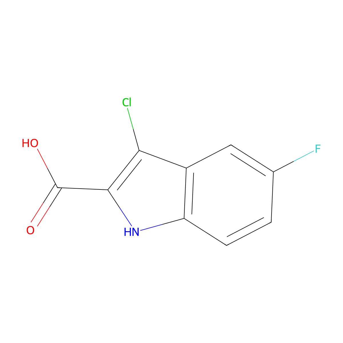 3-chloro-5-fluoro-1H-indole-2-carboxylic acid molecular structure, CAS 480450-96-2