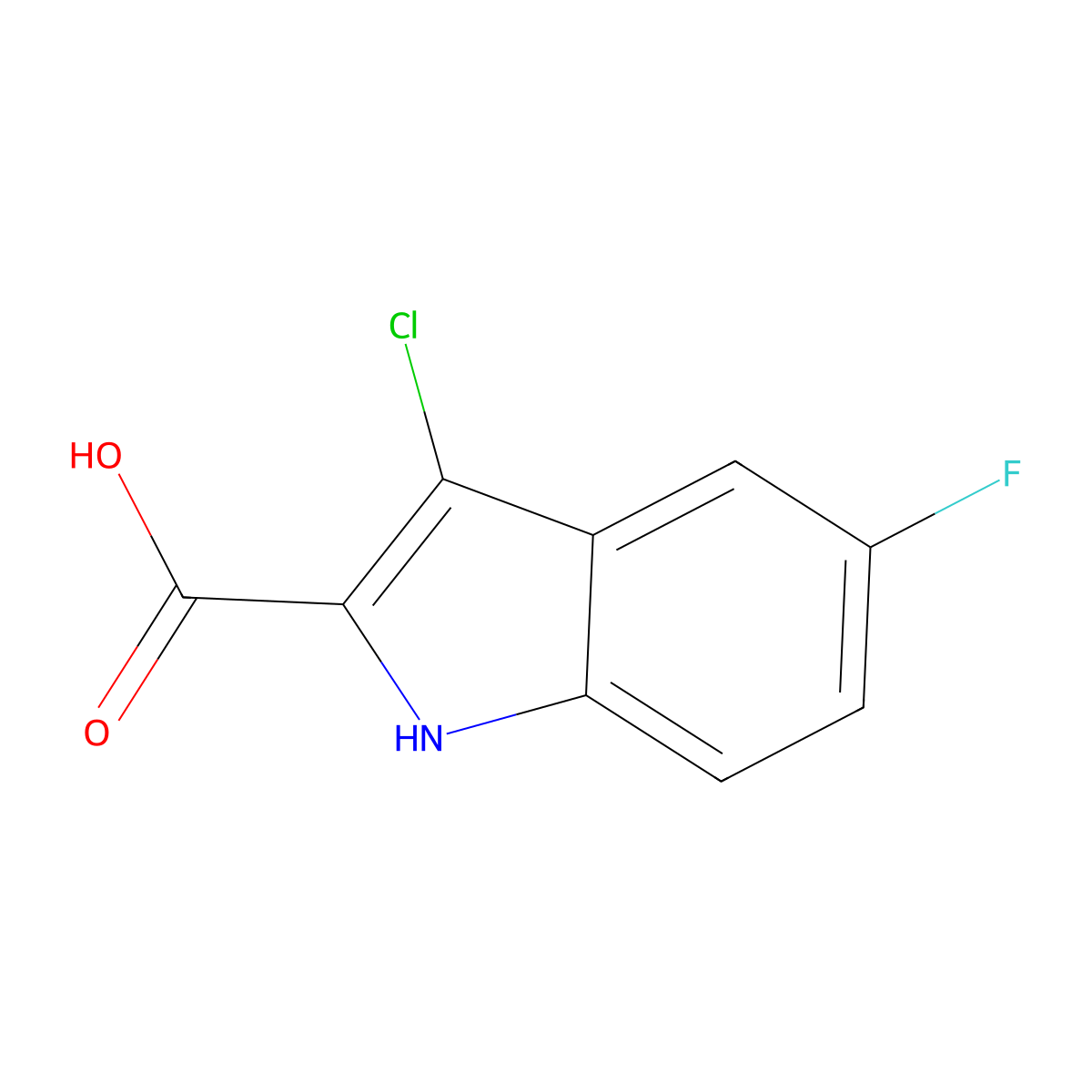 3-chloro-5-fluoro-1H-indole-2-carboxylic acid molecular structure, CAS 480450-96-2
