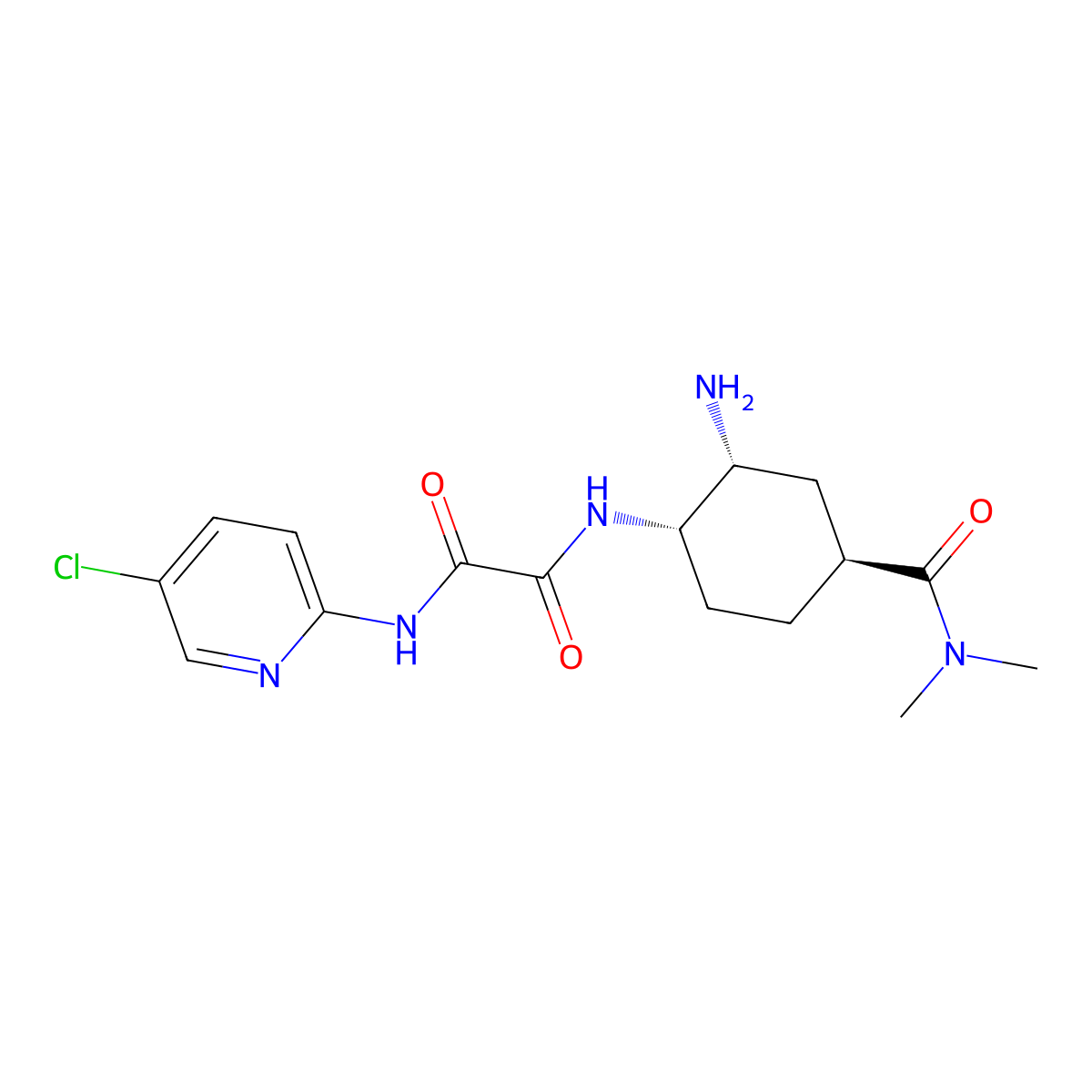 N1-((1S,2R,4S)-2-amino-4-(dimethylcarbamoyl)cyclohexyl)-N2-(5-chloropyridin-2-yl)oxalamide molecular structure, CAS 480452-37-7