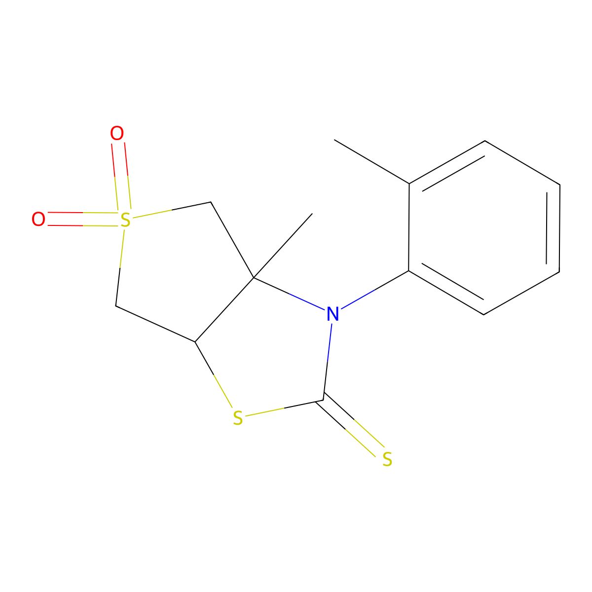 3a-methyl-3-(2-methylphenyl)tetrahydrothieno[3,4-d][1,3]thiazole-2(3H)-thione 5,5-dioxide molecular structure, CAS 4807-92-5