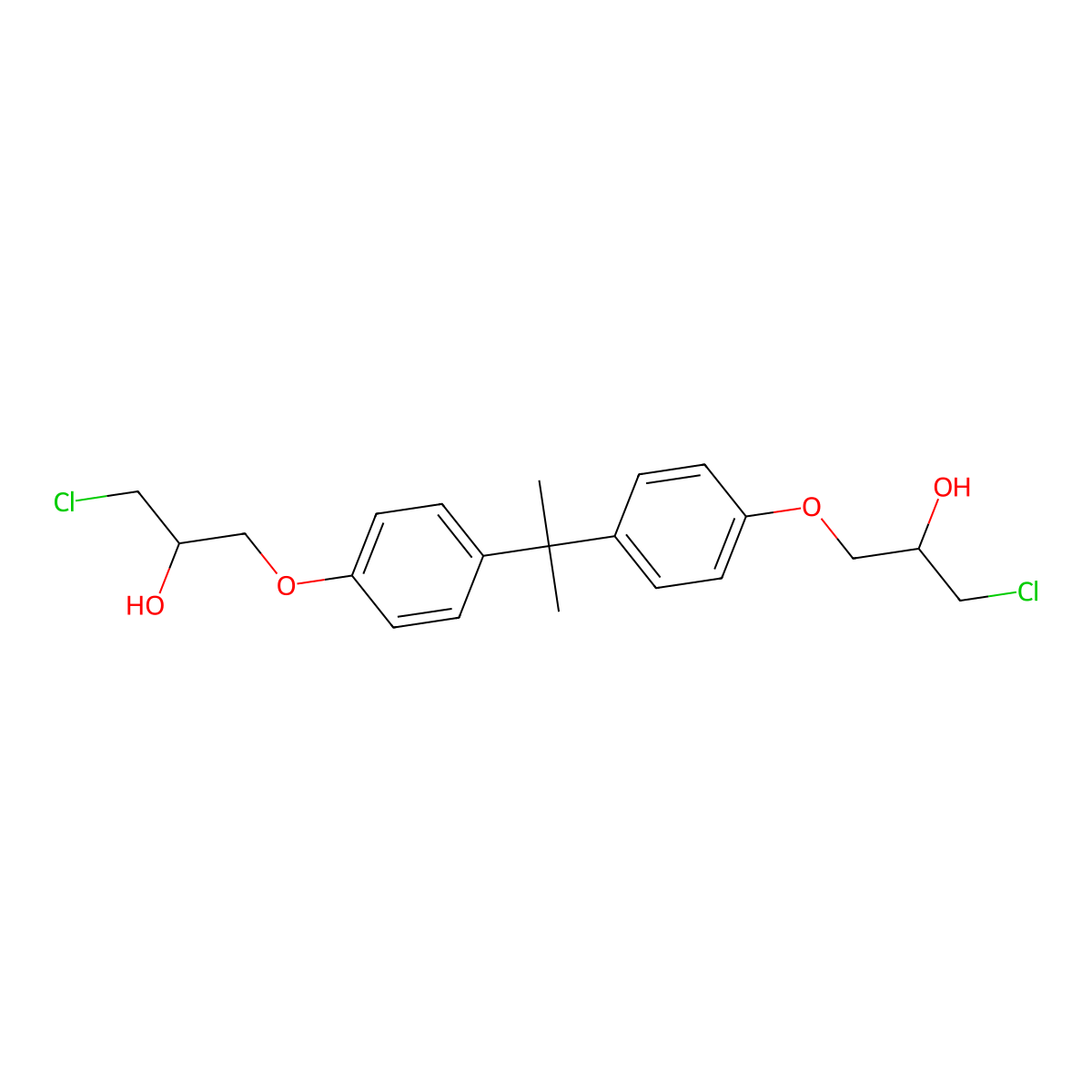 Bisphenol A bis(3-chloro-2-hydroxypropyl) ether molecular structure, CAS 4809-35-2