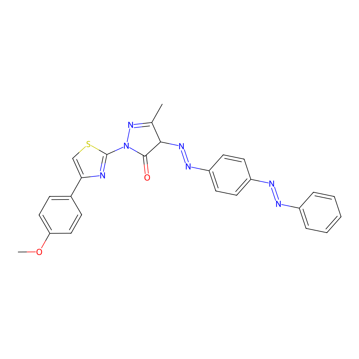 3H-Pyrazol-3-one, 2,4-dihydro-2-[4-(4-methoxyphenyl)-2-thiazolyl]-5-methyl-4-[2-[4-(2-phenyldiazenyl)phenyl]diazenyl]- molecular structure, CAS 480995-45-7
