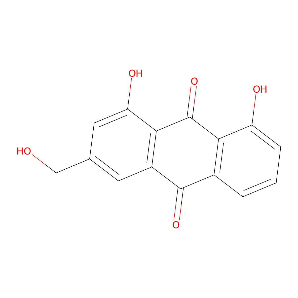 Aloe emodin molecular structure, CAS 481-72-1