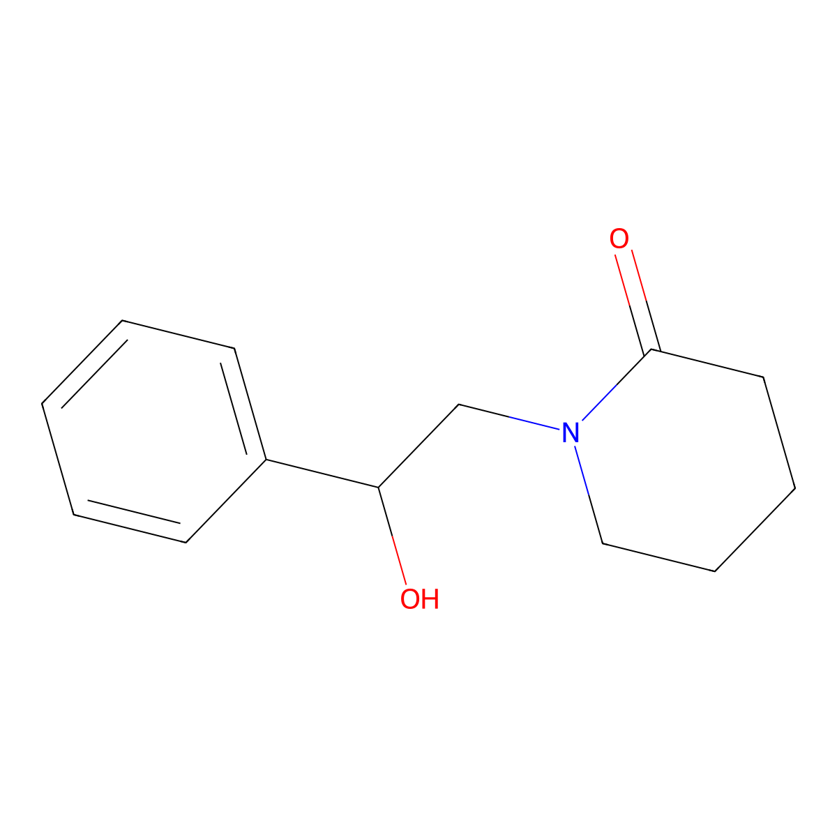 1-(2-Hydroxy-2-phenylethyl)piperidin-2-one molecular structure, CAS 4810-92-8
