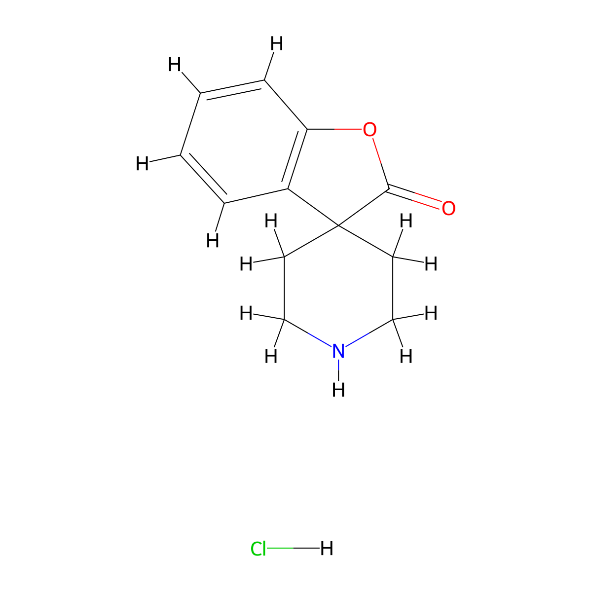 2H-spiro[benzofuran-3,4'-piperidin]-2-one hydrochloride molecular structure, CAS 481001-07-4
