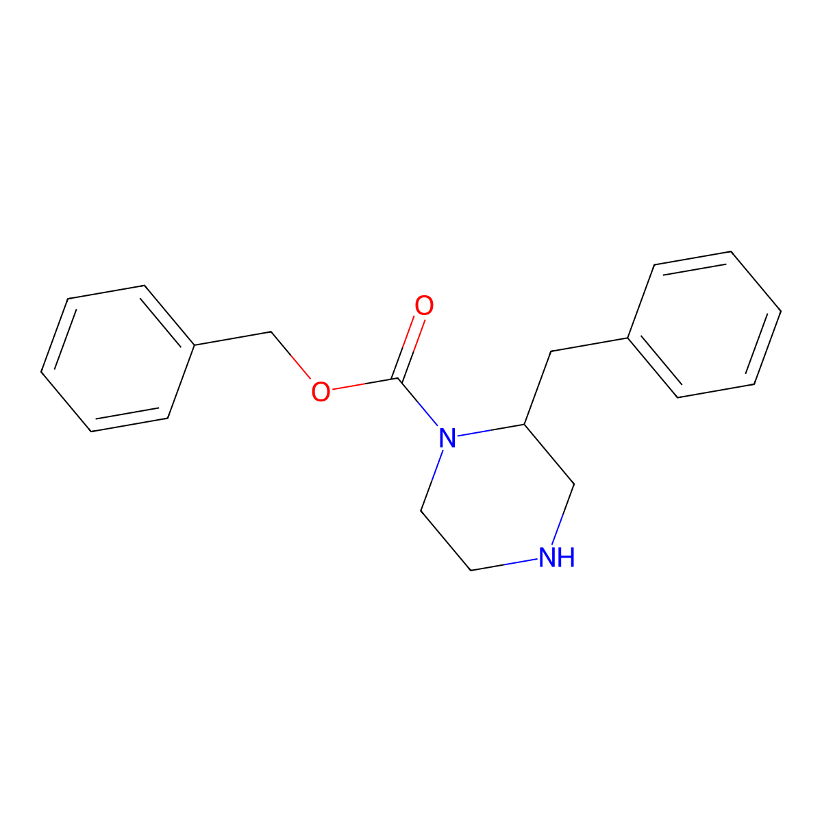 Benzyl 2-benzylpiperazine-1-carboxylate molecular structure, CAS 481038-64-6