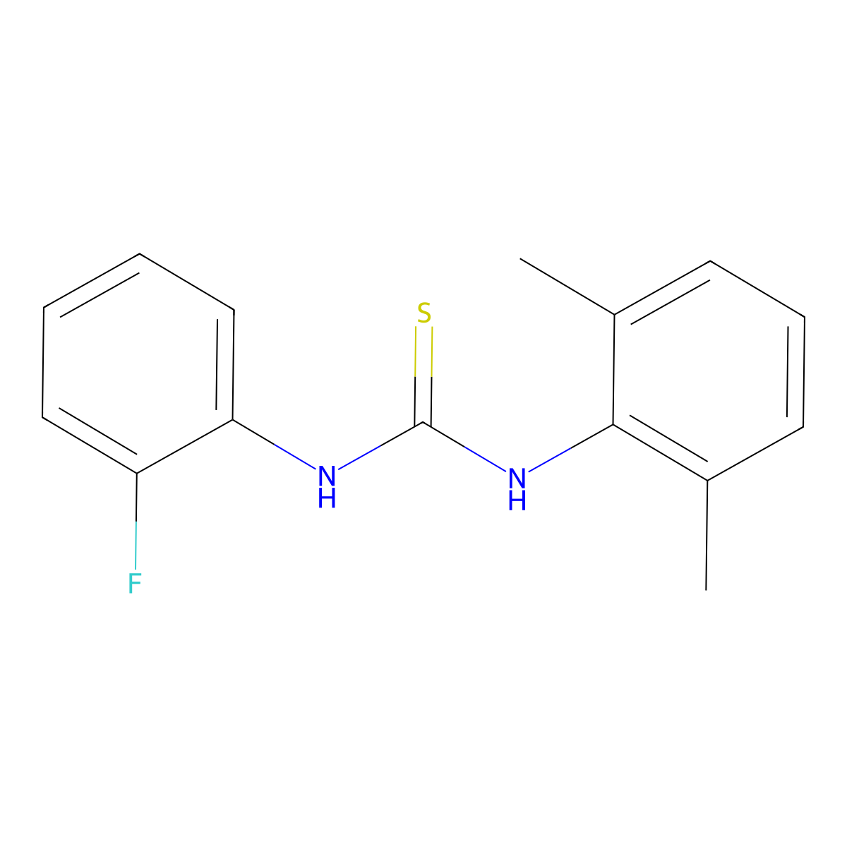 1-(2,6-Dimethylphenyl)-3-(2-fluorophenyl)thiourea molecular structure, CAS 481046-37-1