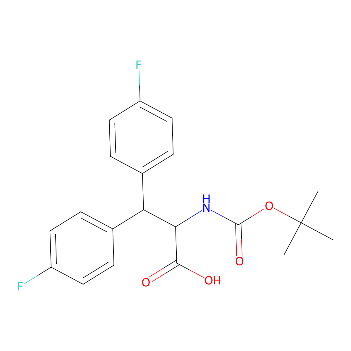 (S)-2-((tert-butoxycarbonyl)amino)-3,3-bis(4-fluorophenyl)propanoic acid molecular structure, CAS 481055-29-2