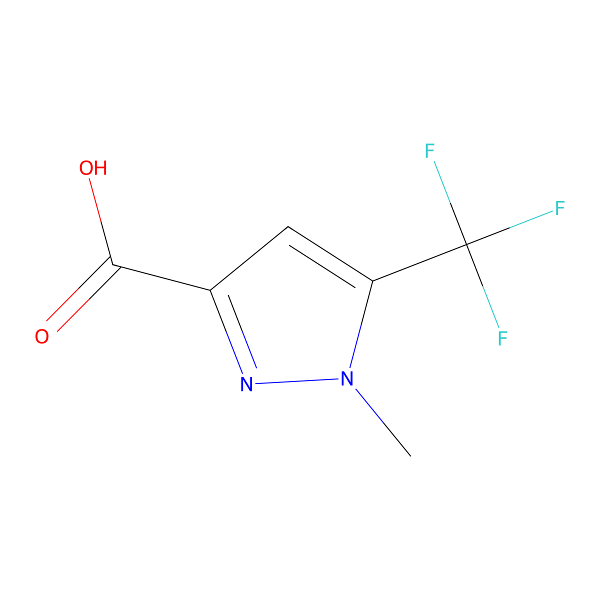 1-methyl-5-(trifluoromethyl)-1H-pyrazole-3-carboxylic acid molecular structure, CAS 481065-92-3