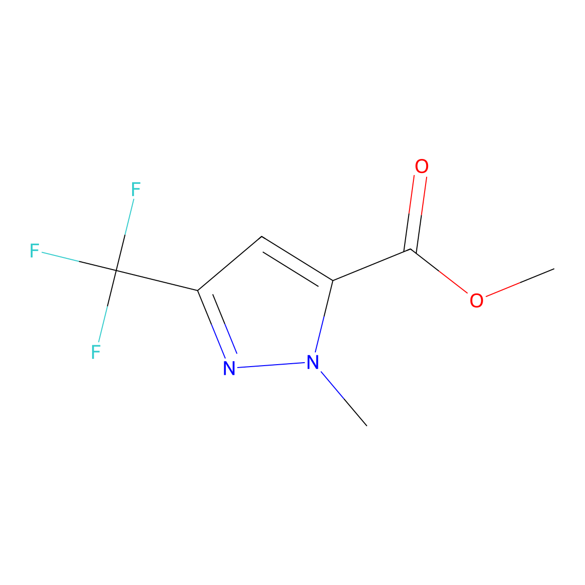 methyl 1-methyl-3-(trifluoromethyl)-1H-pyrazole-5-carboxylate molecular structure, CAS 481065-99-0