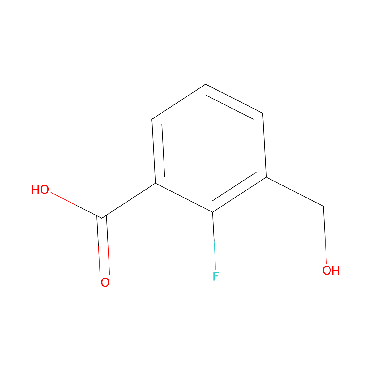 2-fluoro-3-(hydroxymethyl)benzoic Acid molecular structure, CAS 481075-37-0