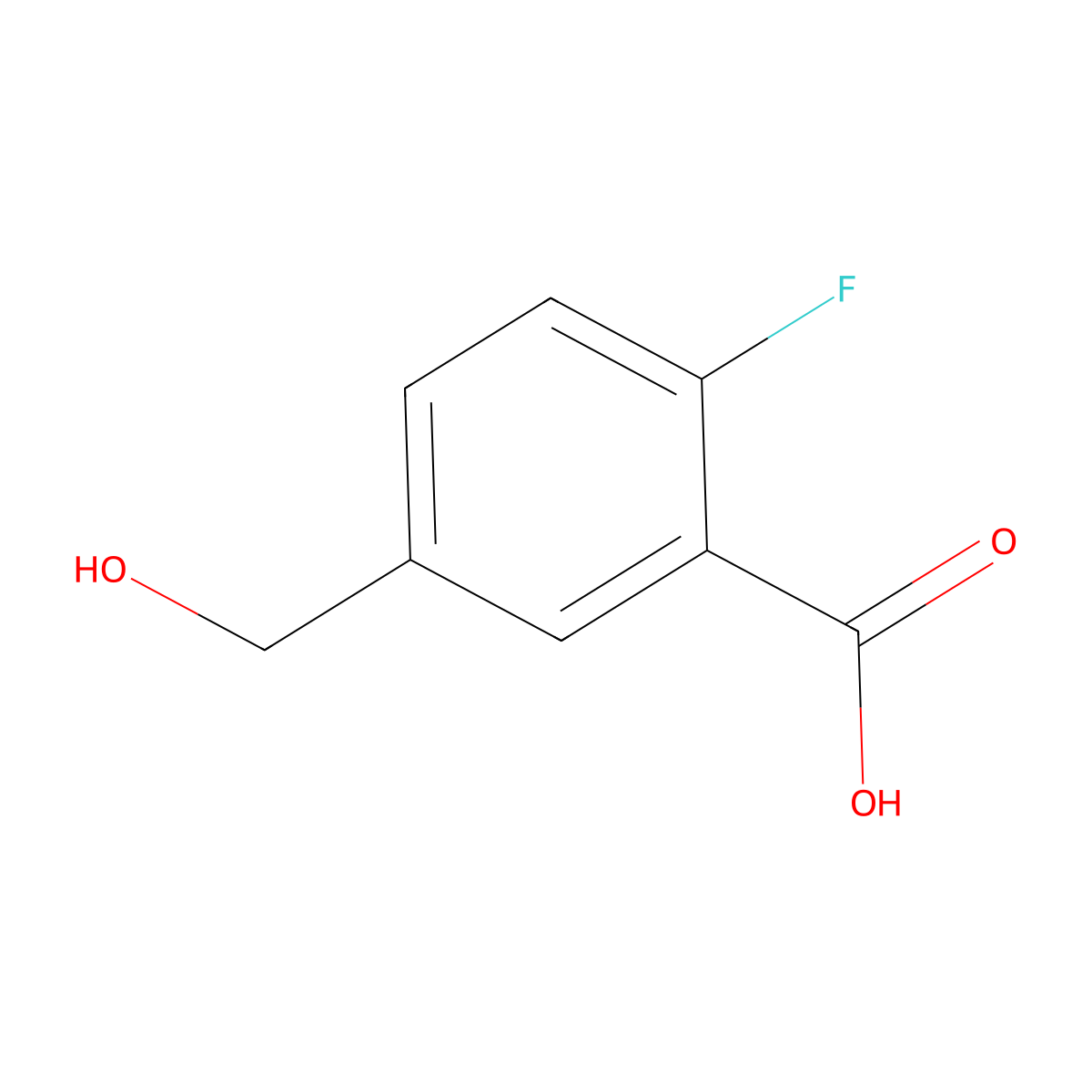 2-Fluoro-5-(hydroxymethyl)benzoic acid molecular structure, CAS 481075-38-1