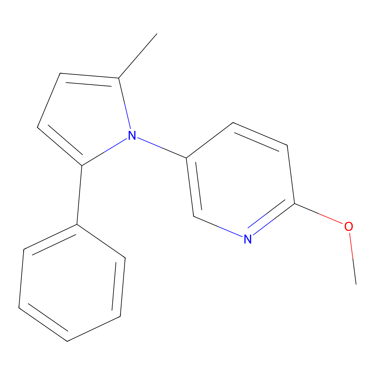 2-methoxy-5-(2-methyl-5-phenyl-1H-pyrrol-1-yl)pyridine molecular structure, CAS 4811-91-0