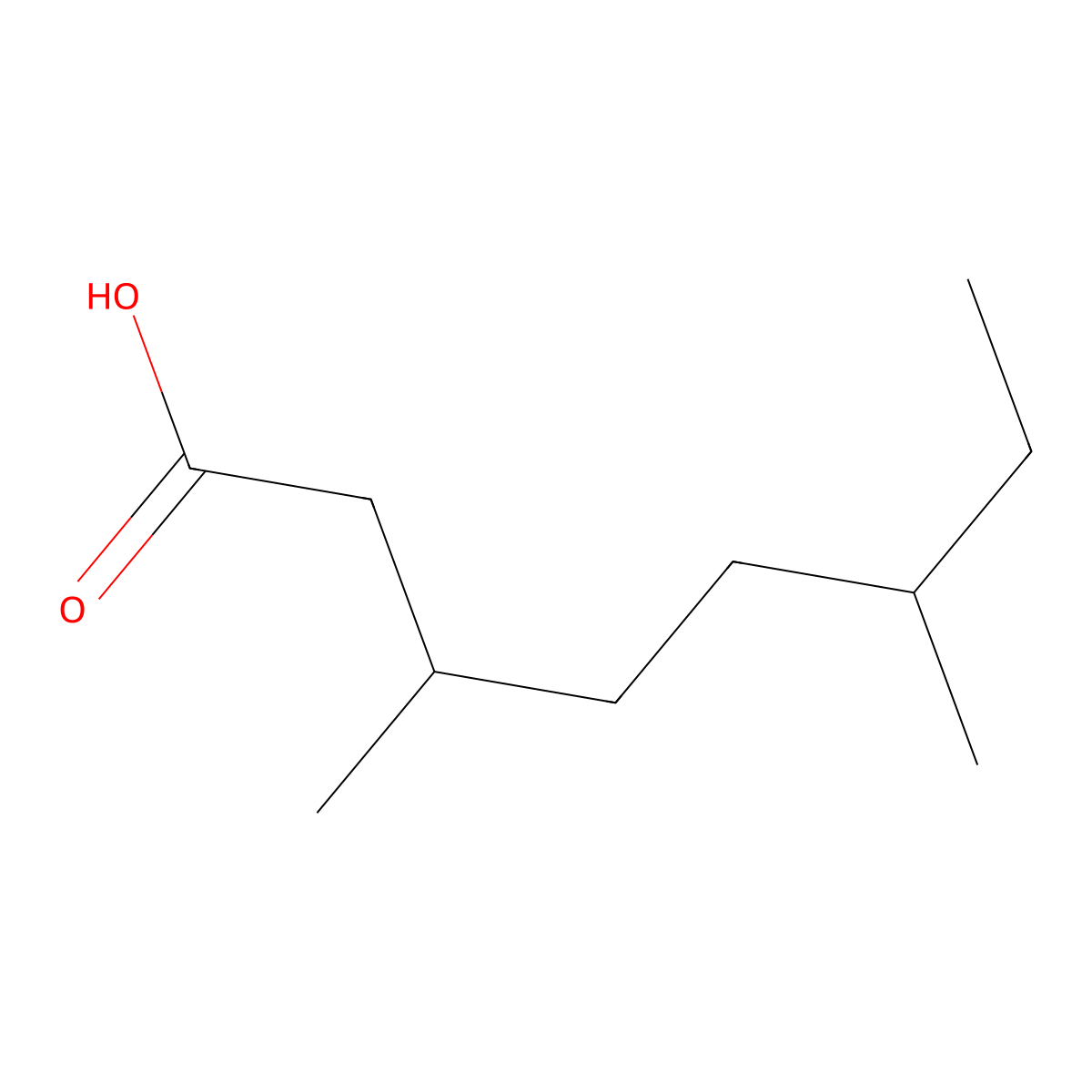 3,6-Dimethyloctanoic acid molecular structure, CAS 4812-29-7
