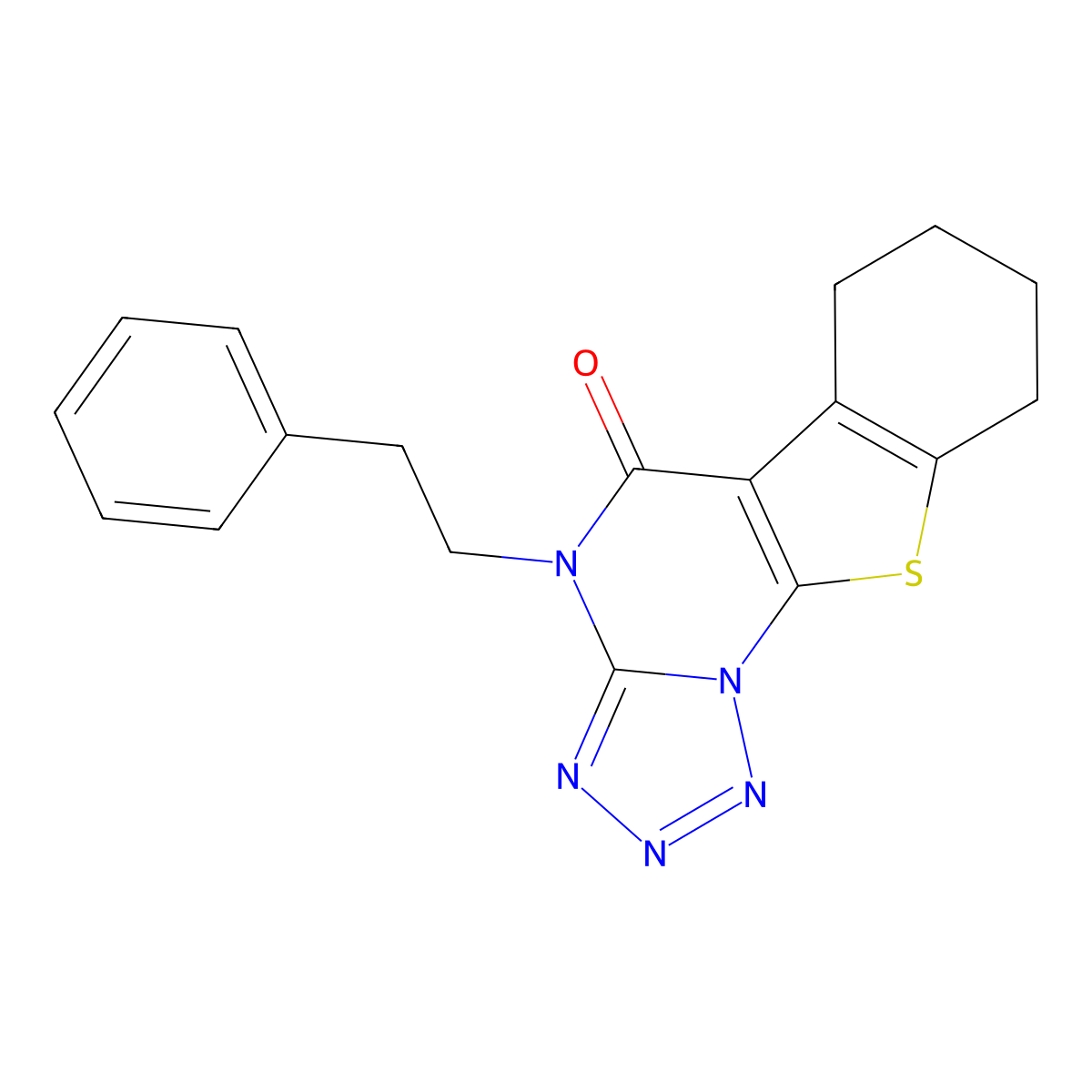 4-(2-phenylethyl)-6,7,8,9-tetrahydro[1]benzothieno[3,2-e]tetrazolo[1,5-a]pyrimidin-5(4H)-one molecular structure, CAS 4812-74-2