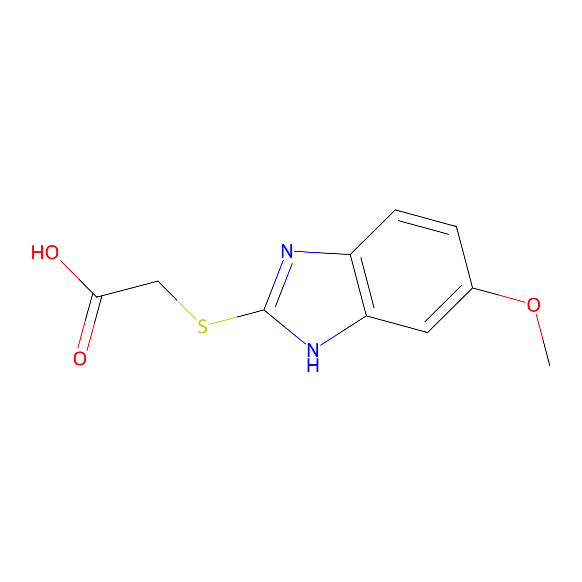 (5-Methoxy-1H-benzoimidazol-2-ylsulfanyl)-acetic acid molecular structure, CAS 4813-87-0