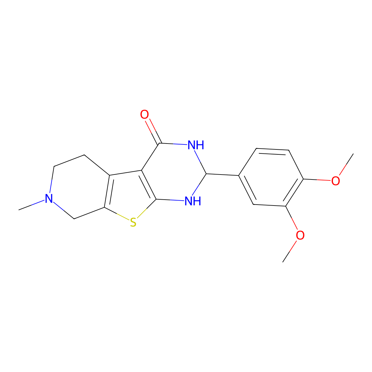 2-(3,4-dimethoxyphenyl)-7-methyl-2,3,5,6,7,8-hexahydropyrido[4',3':4,5]thieno[2,3-d]pyrimidin-4(1H)-one molecular structure, CAS 4815-19-4