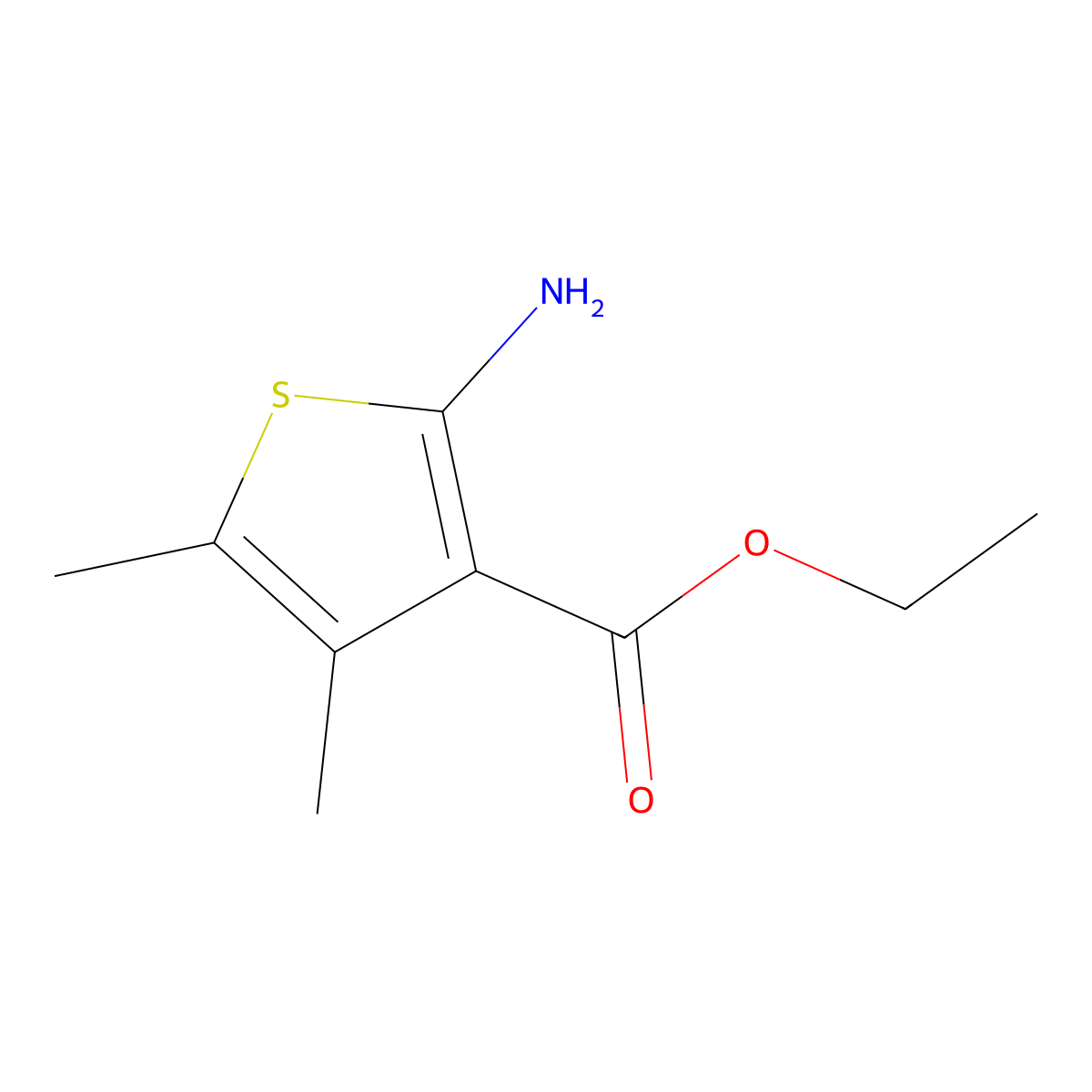 Ethyl 2-amino-4,5-dimethyl3-thenoate molecular structure, CAS 4815-24-1