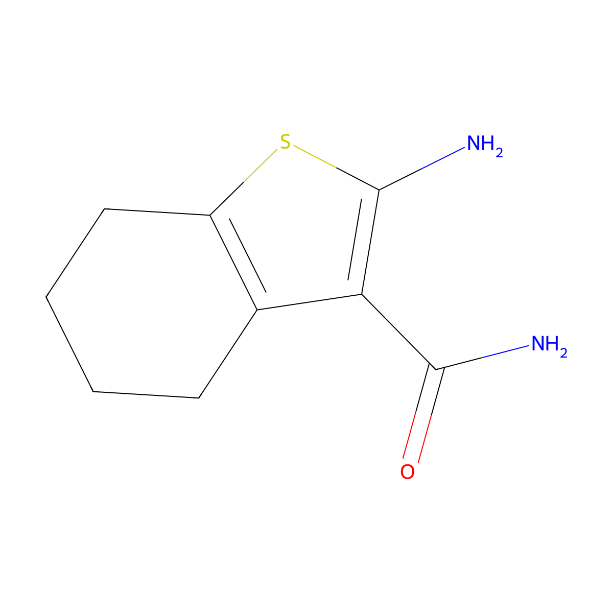 2-Amino-4,5,6,7-tetrahydro-1-benzothiophene-3-carboxamide molecular structure, CAS 4815-28-5