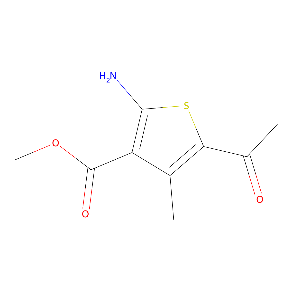 Methyl 5-acetyl-2-amino-4-methylthiophene-3-carboxylate molecular structure, CAS 4815-31-0