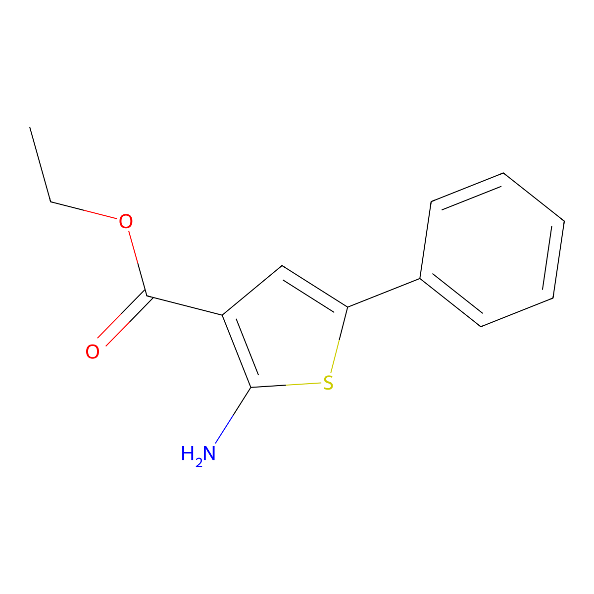 Ethyl 2-amino-5-phenylthiophene-3-carboxylate molecular structure, CAS 4815-34-3