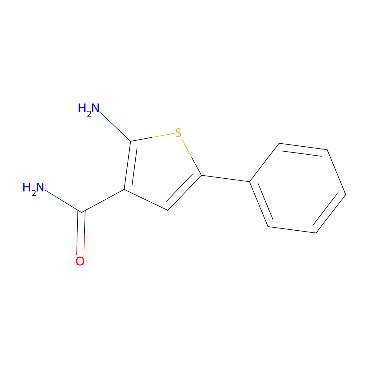 2-Amino-5-phenylthiophene-3-carboxamide molecular structure, CAS 4815-35-4