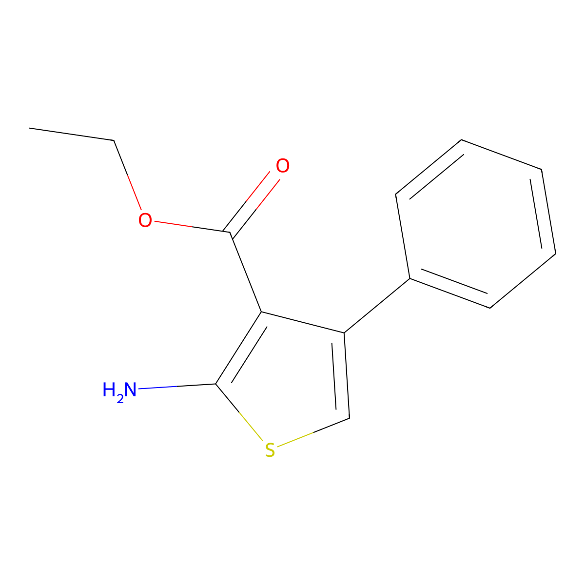 Ethyl 2-amino-4-phenylthiophene-3-carboxylate molecular structure, CAS 4815-36-5