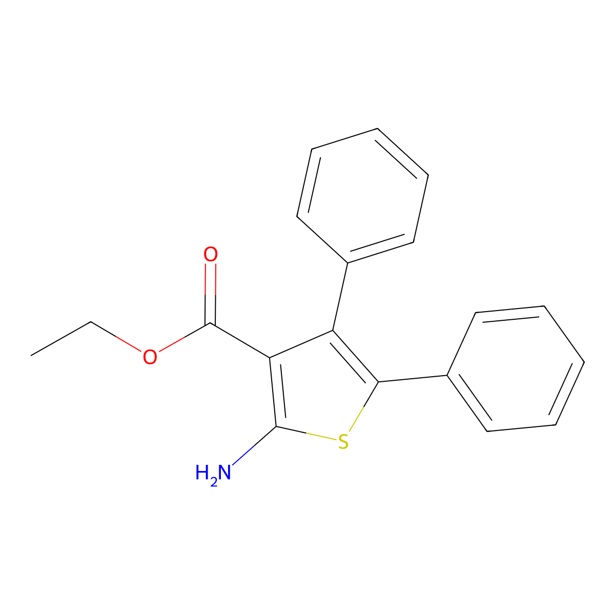 Ethyl 2-amino-4,5-diphenylthiophene-3-carboxylate molecular structure, CAS 4815-43-4