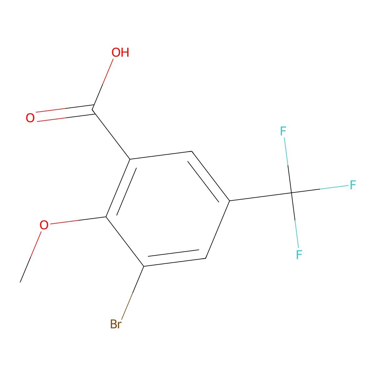 3-Bromo-2-methoxy-5-(trifluoromethyl)benzoic acid molecular structure, CAS 4816-25-5