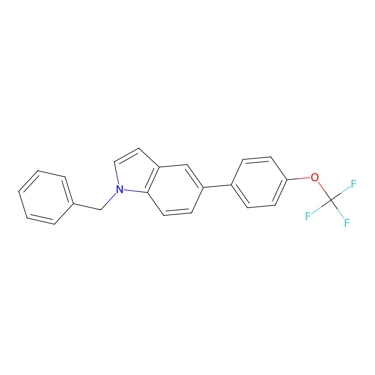 1-Benzyl-5-[4-(trifluoromethoxy)phenyl]-1H-indole molecular structure, CAS 481630-46-0