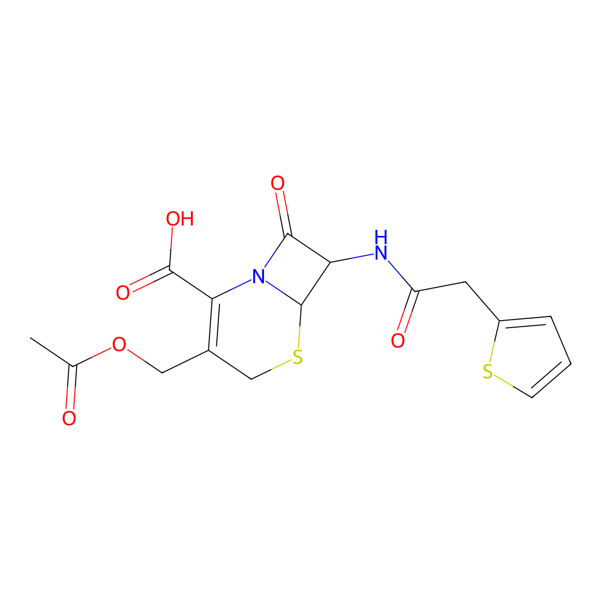 3-[(Acetyloxy)methyl]-8-oxo-7-[(thiophen-2-ylacetyl)amino]-5-thia-1-azabicyclo[4.2.0]oct-2-ene-2-carboxylic acid molecular structure, CAS 481649-28-9