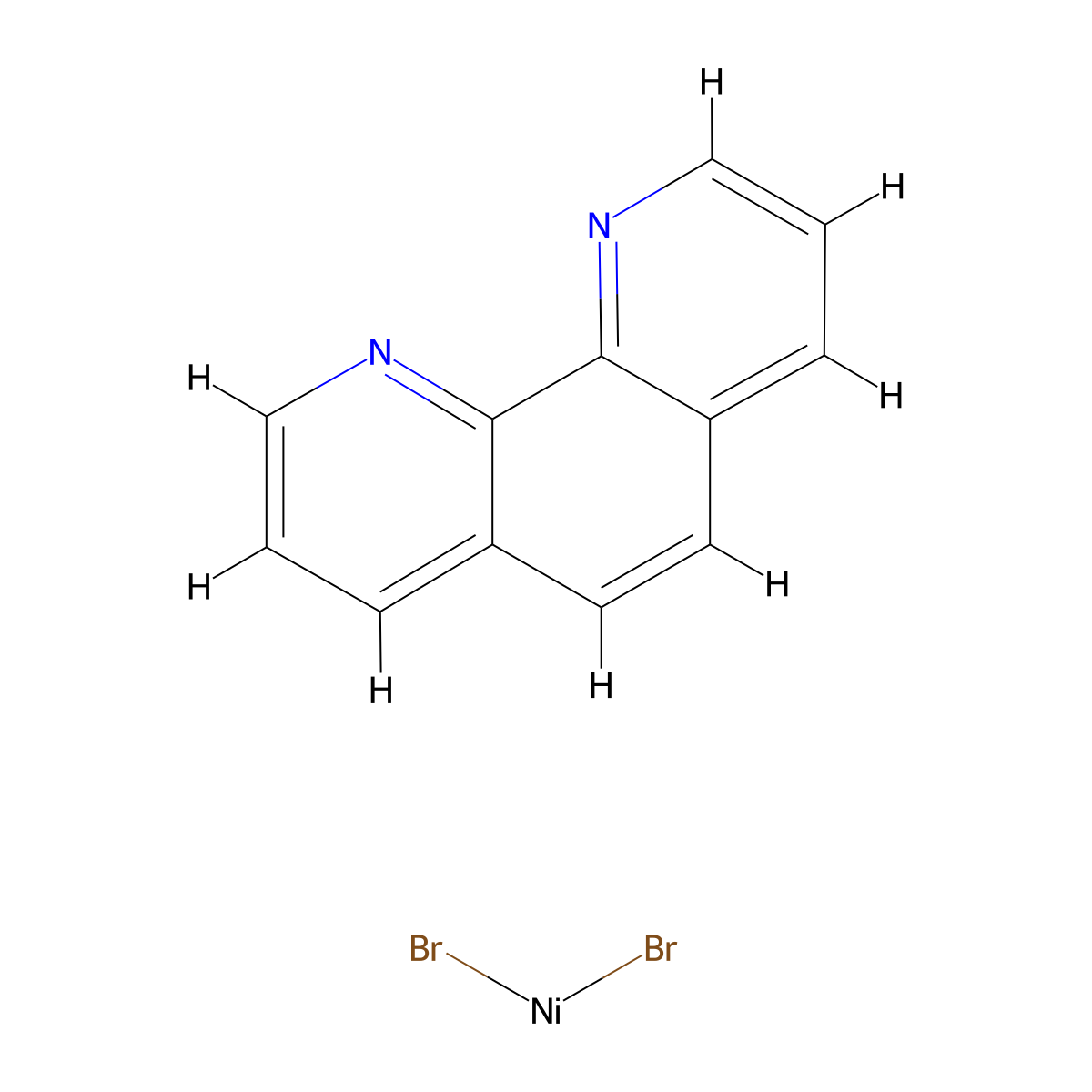 Dibromo(1,10-phenanthroline-κN1,κN10)nickel , Ni(phen)Br2 molecular structure, CAS 48165-50-0