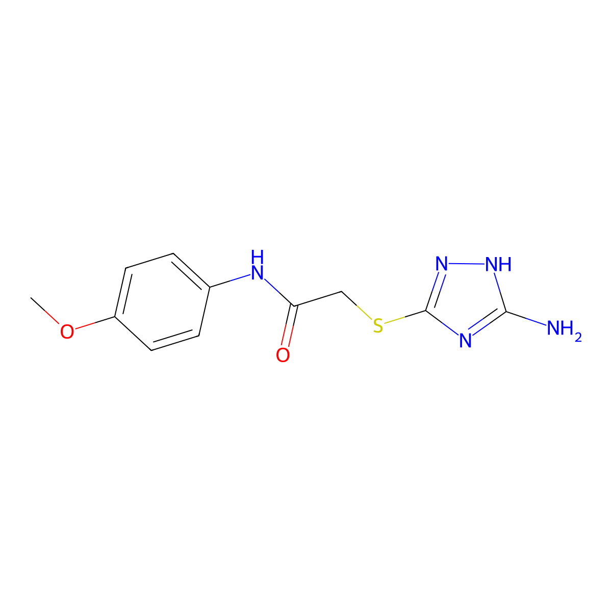 2-[(5-amino-1H-1,2,4-triazol-3-yl)sulfanyl]-N-(4-methoxyphenyl)acetamide molecular structure, CAS 481656-16-0