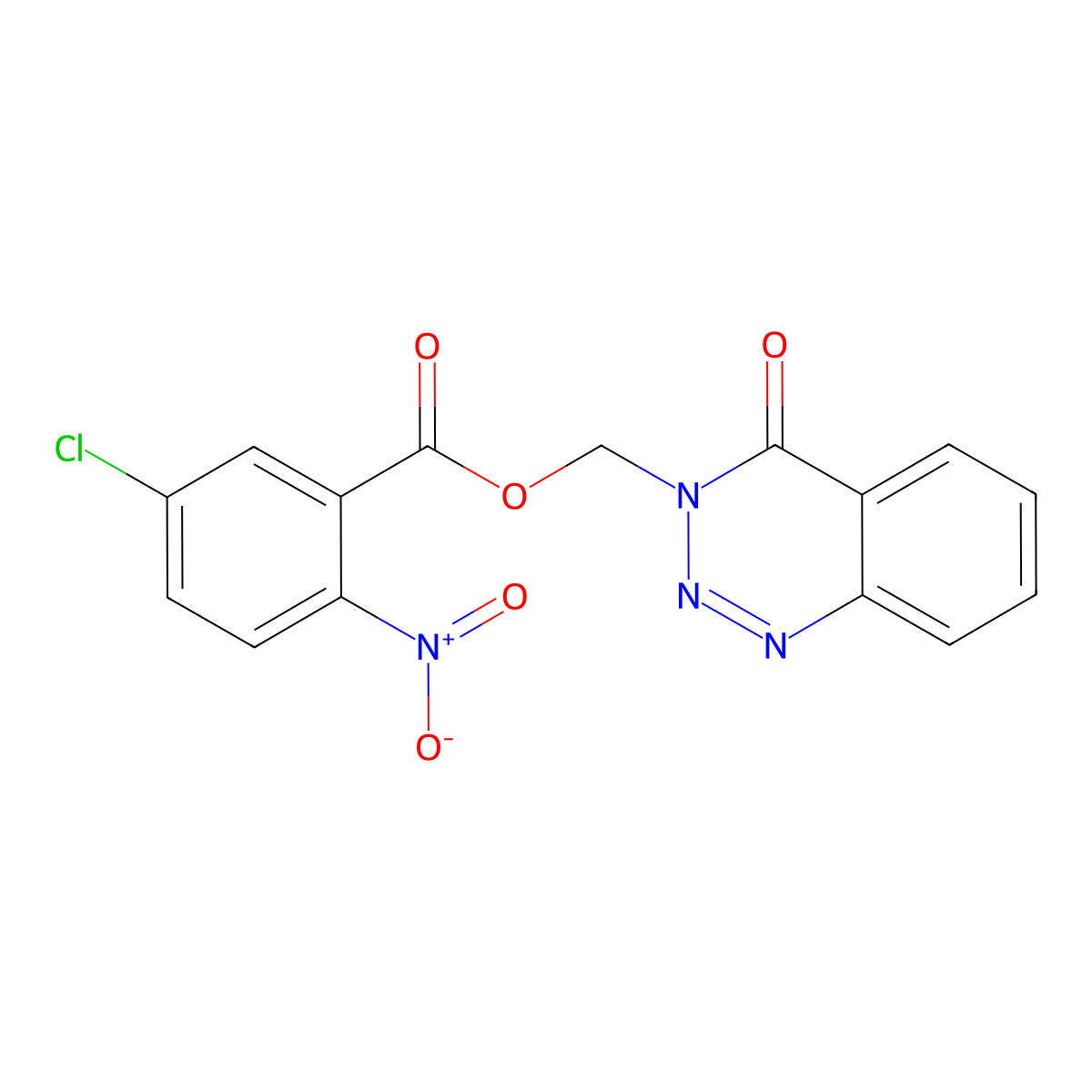(4-Oxo-3,4-dihydro-1,2,3-benzotriazin-3-yl)methyl 5-chloro-2-nitrobenzoate molecular structure, CAS 481663-58-5